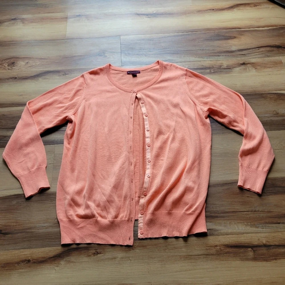 JESSICA LONDON Coral Orange Button Down Cardigan Sweater SIZE 18/20 - Picture 4 of 11
